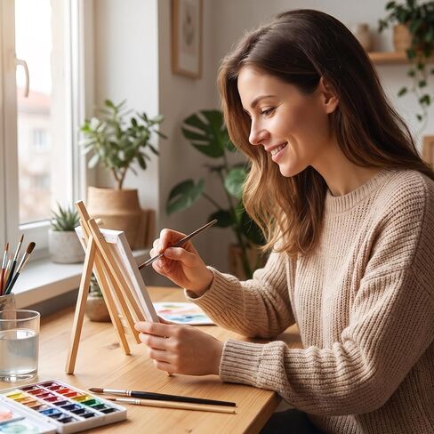4 Pcs Mini Canvas and Easel Set 4x4 Inch White Blank for Painting Kids in Saudi Arabia