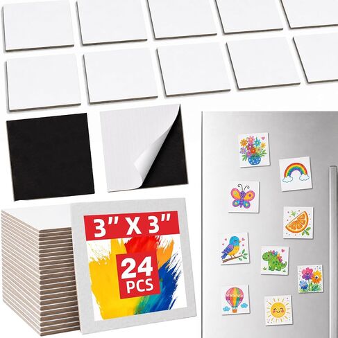 CONDA 24 Pack 3x3IN Mini Magnetic Canvas Panels, Small Canvases for Painting for Oil, Acrylic, Pouring Watercolor & Art Crafts DIY in Kuwait