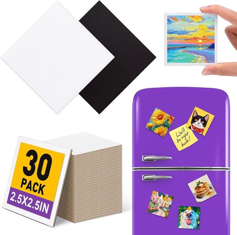 30Pack 2.5x2.5IN Square Mini Canvas Magnets, Small Magnetic Paint Canvas in Saudi Arabia