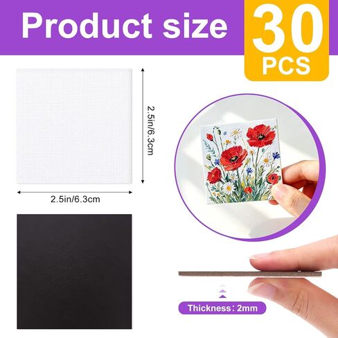 30Pack 2.5x2.5IN Square Mini Canvas Magnets, Small Magnetic Paint Canvas in Saudi Arabia