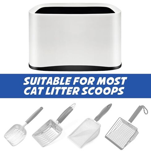 Universal Cat Litter Scoop Holder-Kitty Litter Scooper Caddy for Litter Box-Sturdy Scoop Stand Trash Container Suitable for Most Metal Litter Scooper-White in Kuwait
