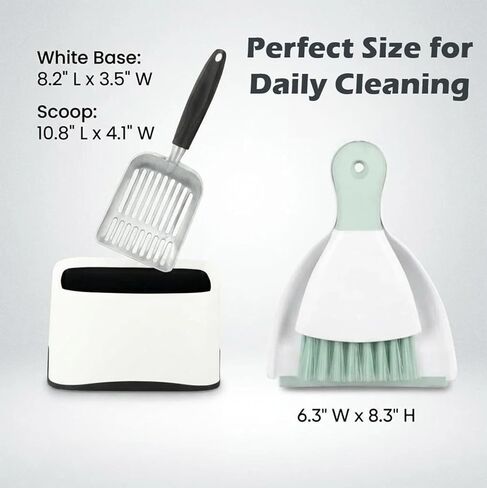 5-in-1 Heavy-Duty Full Metal Cat Litter Scoop with Holder, Cats Litter Scooper Includes Litter Bags, Handy Small Broom&Dustpan Set, Quick Sift, Easy to Clean in Kuwait