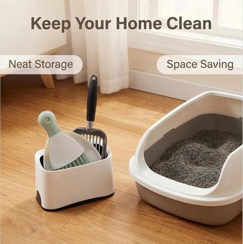5-in-1 Heavy-Duty Full Metal Cat Litter Scoop with Holder, Cats Litter Scooper Includes Litter Bags, Handy Small Broom&Dustpan Set, Quick Sift, Easy to Clean in Kuwait