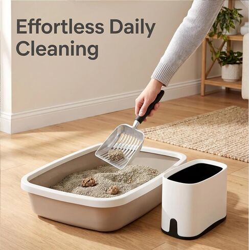 5-in-1 Heavy-Duty Full Metal Cat Litter Scoop with Holder, Cats Litter Scooper Includes Litter Bags, Handy Small Broom&Dustpan Set, Quick Sift, Easy to Clean in Kuwait