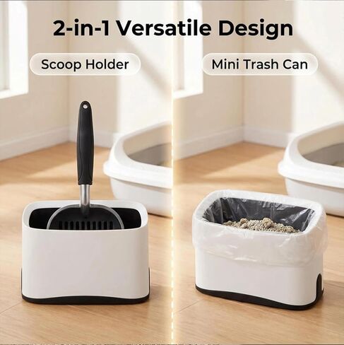 5-in-1 Heavy-Duty Full Metal Cat Litter Scoop with Holder, Cats Litter Scooper Includes Litter Bags, Handy Small Broom&Dustpan Set, Quick Sift, Easy to Clean in Kuwait