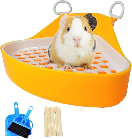 Hamiledyi Guinea Pig Potty Trainer Corner, Small Animals Triangle Plastic Litter Box, Bedding Litter Box Pee Pan Tray Toilet for Hamster Gerbil Bunny Ferret Chinchilla Hedgehog (Blue) in Kuwait