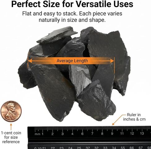 1LB Natural Slate Stones-Aquarium Rocks for Fish Tank,Non-Toxic Slate for Reptile Enclosures,Terrariums & Landscaping,Durable Decorative Stones for Freshwater Tanks & Gardens (2-5 Inches) in Kuwait