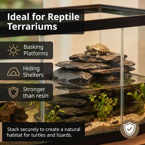 1LB Natural Slate Stones-Aquarium Rocks for Fish Tank,Non-Toxic Slate for Reptile Enclosures,Terrariums & Landscaping,Durable Decorative Stones for Freshwater Tanks & Gardens (2-5 Inches) in Kuwait