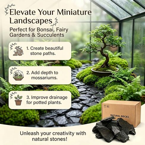 1LB Natural Slate Stones-Aquarium Rocks for Fish Tank,Non-Toxic Slate for Reptile Enclosures,Terrariums & Landscaping,Durable Decorative Stones for Freshwater Tanks & Gardens (2-5 Inches) in Kuwait