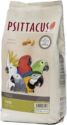 Psittacus Omega 1.76 lb | Complete Pellet Diet for African Greys, Macaws, Eclectus and Other African Parrots | Premium Food for Birds, 100% no-GMO in Saudi Arabia