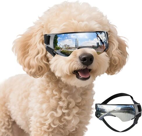 Dog Goggles for Small Breed, Dog Sunglasses UV Protection Windproof Anti-Fog, Outdoors Riding Biking Beach Eye Protection for Small Dogs, Adjustable Straps, Lightweight, Pink in Saudi Arabia