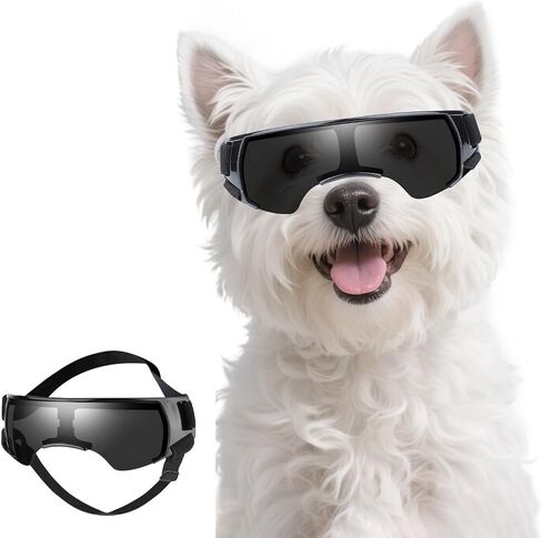 Dog Goggles Small Breeds, Anti-UV Small Dog Sunglasses for Outdoor Driving Cycling Riding Hiking, Windproof Dustproof Snowproof Eye Protection, Pet Eye Wear with Adjustable Straps, Silver in Saudi Arabia