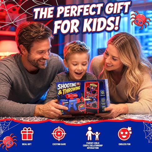 2-in-1 Target Shooting Toys Set, Kids Toy with Hero-Style Target & 2 Air Pump Guns, 24 Foam Balls, Cornhole Board Bean Bag Toss Game Shooting Games Boy Toys for Age 5 6 7 8 9 10 12 in Kuwait