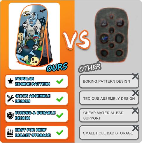 Quanquer Toy Foam Blasters Shooting Practice Target Compatible with Nerf Toy Blasters - Zombie Shooting Target Game with Net - Ideal Shooting Games Toy Gift for Boys Girls Indoor Outdoor Activity in Kuwait