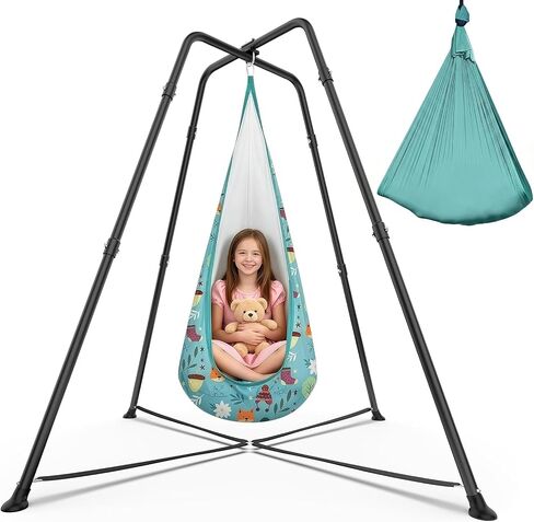 2 in1 Sensory Swing Set for Kids, X-Shaped Frame 330 lbs in Saudi Arabia