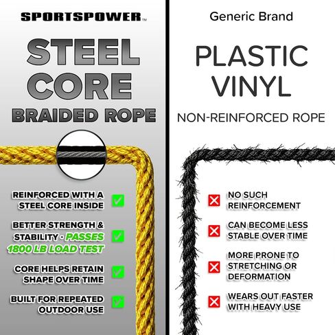 Sportspower Mt. Steel 6.4FT Heavy Duty 1200 lbs Max Weight Capacity Metal Swing Set for Kids & Adults, Steel-Core Ropes with 2 Sling Swings, 2-Person Skyflyer Swing, Bonus Trapeze Swing in Kuwait