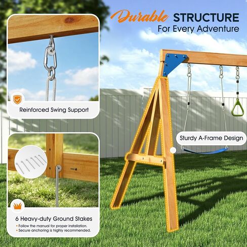 Albott Kids Outdoor Wooden Swing Set with Wave Slide in Saudi Arabia