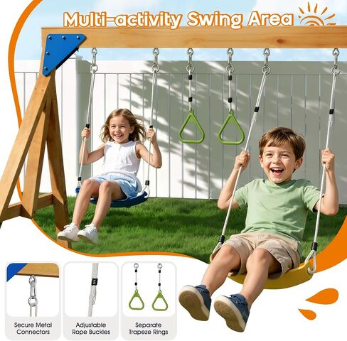 Albott Kids Outdoor Wooden Swing Set with Wave Slide in Saudi Arabia