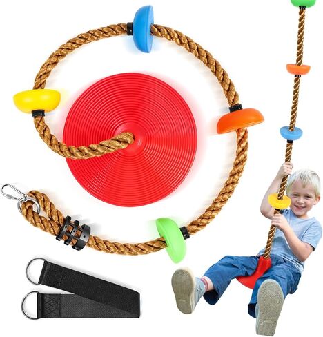 Climbing Rope Tree Swing with Platform and Seat for Kids 3+, Green in Kuwait