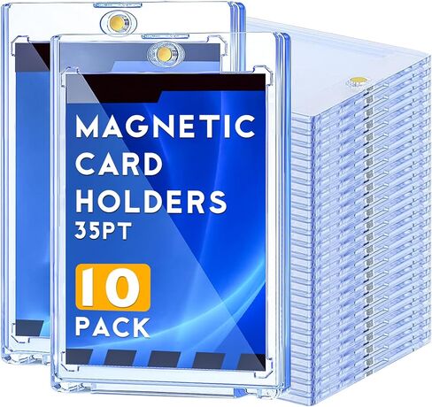 10ct Magnetic Card Holder, 35pt One Touch Card Holders with UV Protection – Hard Plastic Case Card Protector Trading Cards, Display Case for Sports, Baseball, Football, Game Cards, Collectibles in Saudi Arabia