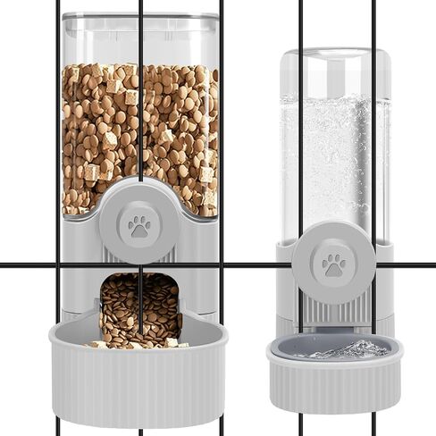 Hanging Cage Auto Small Pet Feeder Waterer Set for Puppy Cats, White in Saudi Arabia