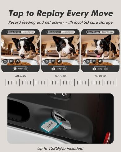 Automatic Dog Feeder for Large Breed with Camera - 15L/ 63 Cups Anti-Clog 5G WiFi Dog Food Dispenser for 2-23mm Kibble, Elevated Stand, Large Food Tray, 1080P HD Video with Night Vision, Keeps Fresh in Saudi Arabia