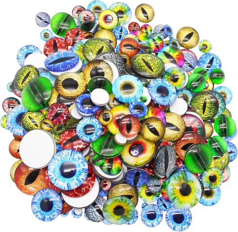 Julie Wang 20PCS 1.18inches Flatback Dragon Eyes Glass Cabochons Eye for Artist Sculpture, Fantasy Crafting, Jewelry Making, DIY Art Supplies 30MM in Kuwait