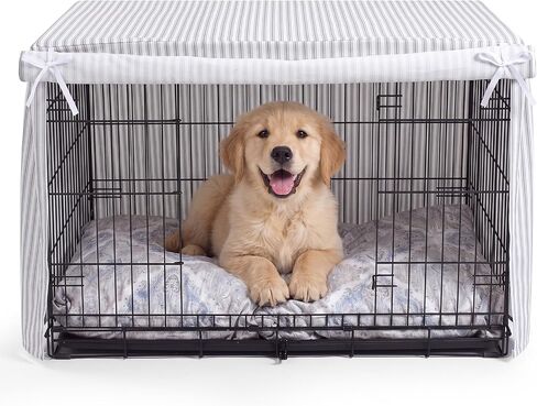 36 Inches Ruffled Dog Crate Cover Gray Stripes Dog Crate Cover in Kuwait