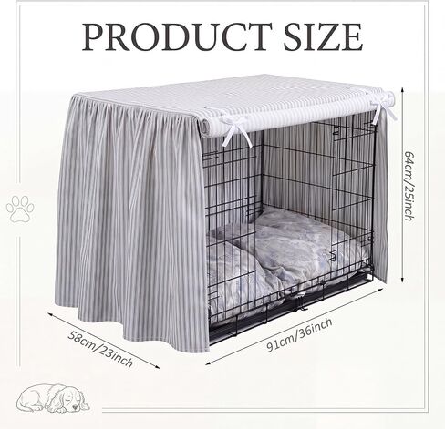 36 Inches Ruffled Dog Crate Cover Gray Stripes Dog Crate Cover in Kuwait