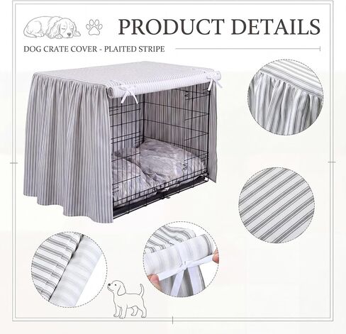 36 Inches Ruffled Dog Crate Cover Gray Stripes Dog Crate Cover in Kuwait
