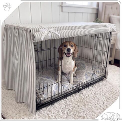 36 Inches Ruffled Dog Crate Cover Gray Stripes Dog Crate Cover in Kuwait