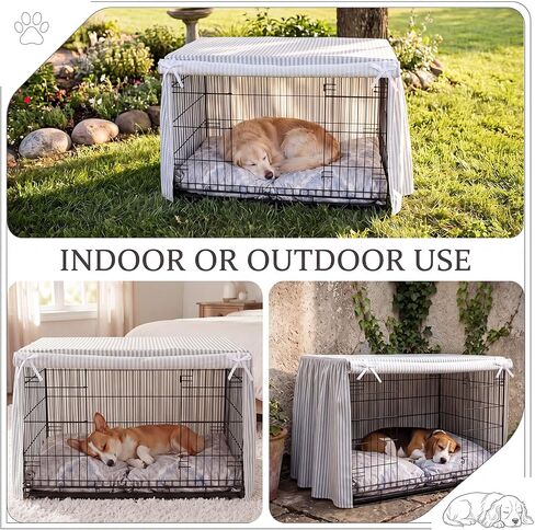 36 Inches Ruffled Dog Crate Cover Gray Stripes Dog Crate Cover in Kuwait