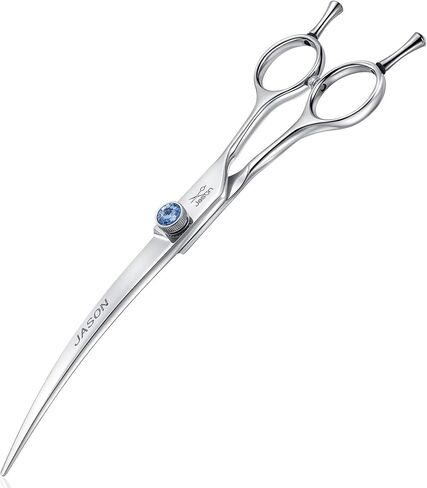 JASON 7" Curved Dog Grooming Scissors, Ergonomic Pets Cats Trimming Shears with Offset Handle and a Jewelled Screw for Right Handed Groomers, Sharp, Comfortable in Kuwait