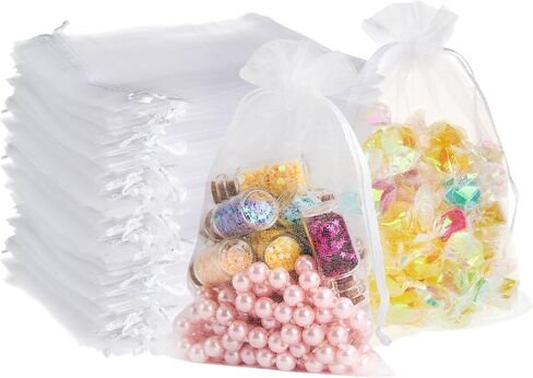 PACKINNO White Organza Bags 100 Pack 4x6 in Drawstring for Jewelry Gifts in Kuwait