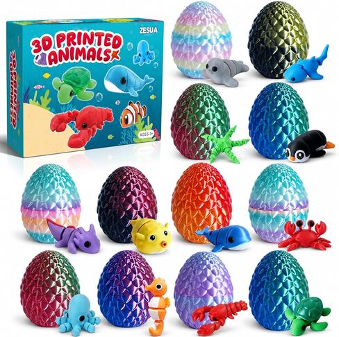 24 Pcs 3D Printed Fidget Toys with 12 Ocean Animals and 12 Mystery Eggs in Saudi Arabia