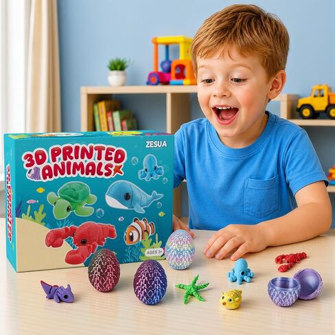24 Pcs 3D Printed Fidget Toys with 12 Ocean Animals and 12 Mystery Eggs in Saudi Arabia