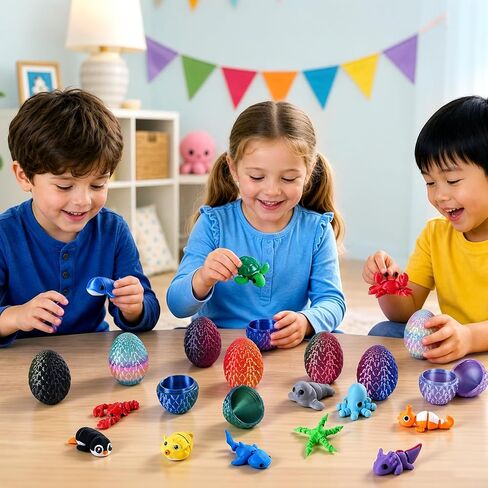 24 Pcs 3D Printed Fidget Toys with 12 Ocean Animals and 12 Mystery Eggs in Saudi Arabia