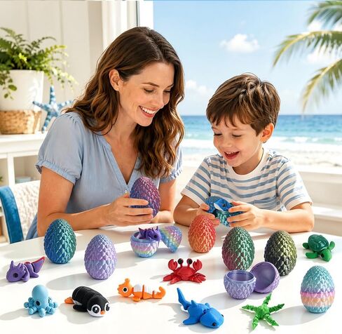 24 Pcs 3D Printed Fidget Toys with 12 Ocean Animals and 12 Mystery Eggs in Saudi Arabia