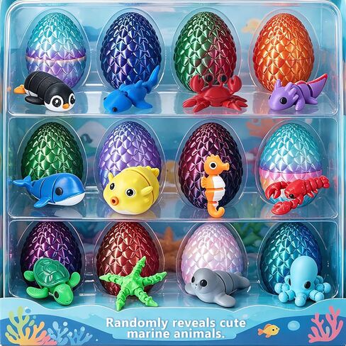 24 Pcs 3D Printed Fidget Toys with 12 Ocean Animals and 12 Mystery Eggs in Saudi Arabia