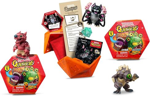 Dungeons & Dragons Questers Creature Figures 3-Pack, D&D Collectible Fantasy Toy Figures - Tiny Gelatinous Cube, Silver Wyrmling & Mimic Treasure Chest in Kuwait