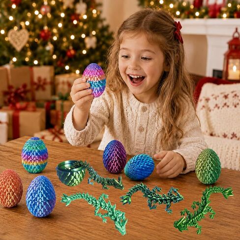 تقويم Advent 2025،24pcs بيض التنين المطبوع ثلاثي الأبعاد مع التنين من الداخل ، وتصميم الانزلاق الواقعي التنين المتحرك ، والتنين ثلاثي الأبعاد المطبوع ، ومقتنيات الحيوانات ثلاثية الأبعاد للبالغين والأطفال (24pcs-multicolor) in Kuwait