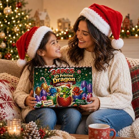 تقويم Advent 2025،24pcs بيض التنين المطبوع ثلاثي الأبعاد مع التنين من الداخل ، وتصميم الانزلاق الواقعي التنين المتحرك ، والتنين ثلاثي الأبعاد المطبوع ، ومقتنيات الحيوانات ثلاثية الأبعاد للبالغين والأطفال (24pcs-multicolor) in Kuwait