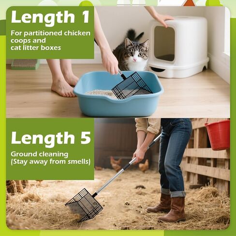EXPAWLORER Long Handle Cat Litter Scoop - Non-Stick Metal Litter Scooper for Litter Box, Detachable Fast Sifting Shovel, Chicken Poop Scooper in Kuwait