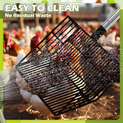 EXPAWLORER Long Handle Cat Litter Scoop - Non-Stick Metal Litter Scooper for Litter Box, Detachable Fast Sifting Shovel, Chicken Poop Scooper in Kuwait