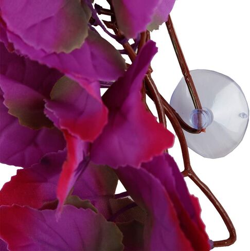 2 Pack Realistic Silk Hanging Plants for Reptile Terrarium, Non-Toxic Artificial Pink Decor, Safe Habitat for Bearded Dragons, Lizards, Geckos, Snakes & Amphibians in Kuwait
