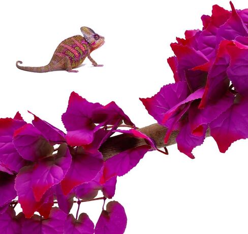 2 Pack Realistic Silk Hanging Plants for Reptile Terrarium, Non-Toxic Artificial Pink Decor, Safe Habitat for Bearded Dragons, Lizards, Geckos, Snakes & Amphibians in Kuwait