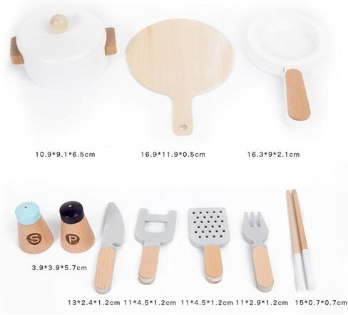 Wooden Toy Cooking Set Cookware Utensils Toy Frying Pan Cutting Board Play Dishes for for Kids Girls in Kuwait