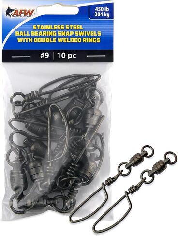 American Fishing Wire 7 Stainless Steel Ball Bearing Snap/Swivels (2-Piece), Black, 400-Pound in Kuwait