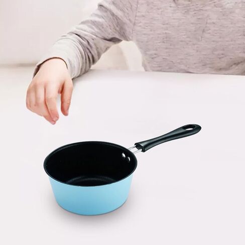 Mini Kitchen Cookware Kids Pretend Play Toy Pan with Nonstick Surface and Anti Scald Handle Quick Heating Metal for Children Role Play Suitable for, Blue Steel Pot in Kuwait