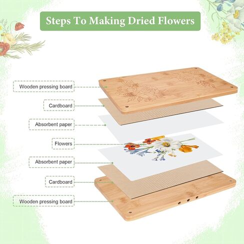 MLLNFUE Large Wooden Flower Press Kit, 11" x 8" Multi-Layer Plant Press for Dried Flowers, DIY Botanical Art and Craft Tool in Saudi Arabia
